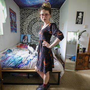 Reborn | Paisley Pattern 3/4 length Sleeve Dress